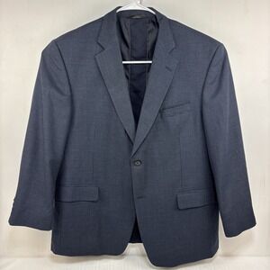 Haggar Men's‎ 2 Button Blazer Suit Jacket Blue Houndstooth Size 46R Wool READ